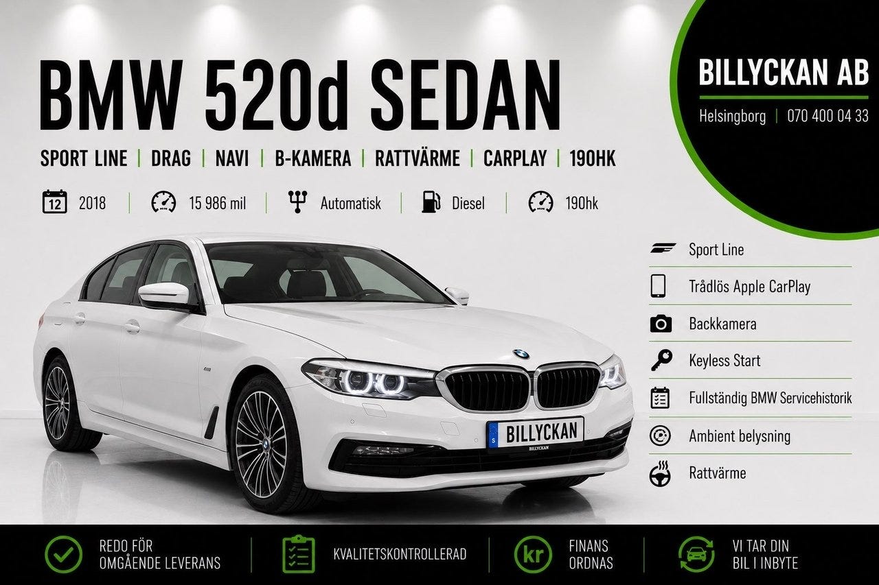 BMW 520d 2018 – bild 1 av 24