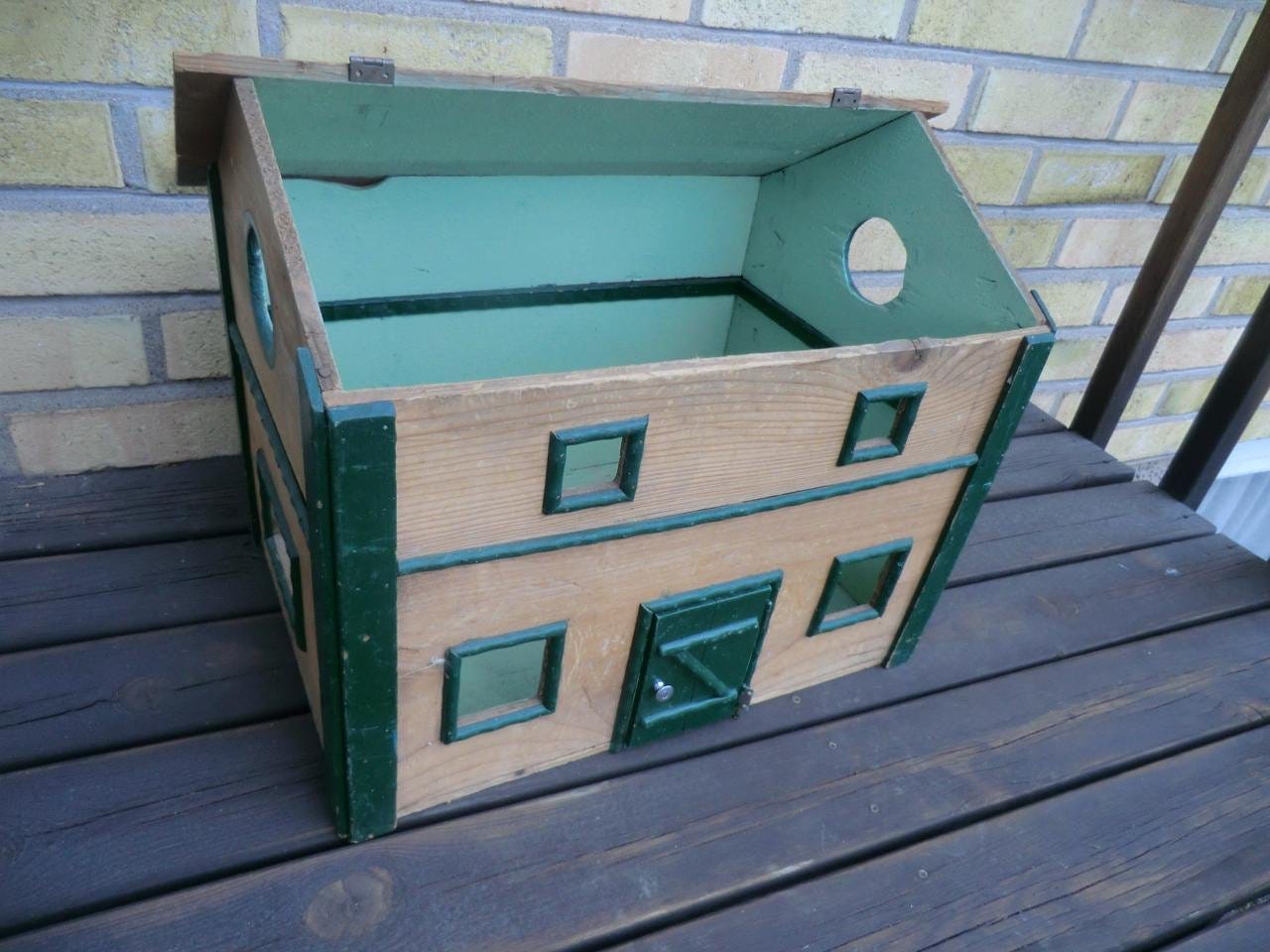 Unikt litet retro trä hus fågelhus fågelbo dockhus trähus miniatyr ...