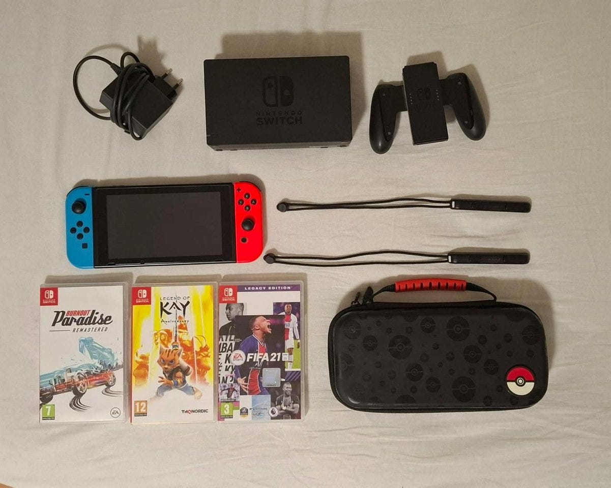 Nintendo Switch 1 med 3 spel & tillbehör, mycket bra skick! | Blocket