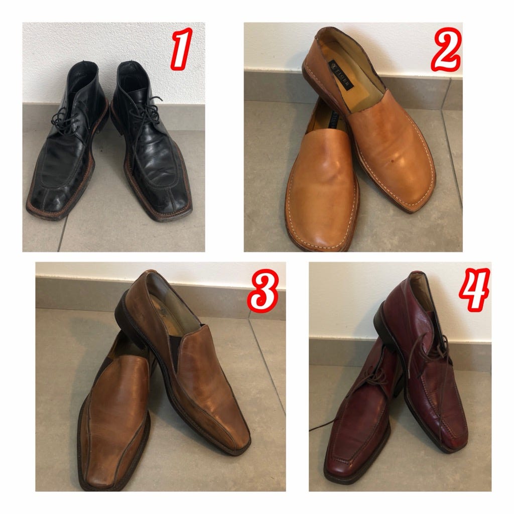 Snygga läderskor herr 1. Rossi, 2. Tiger, 3. Rizzo, 4. Di Crisc, stl ...