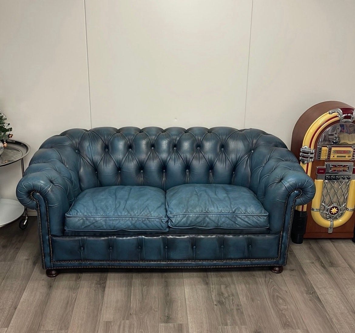 Vintage Rare Blue Blå Chesterfield Soffa 2-Sits | Blocket