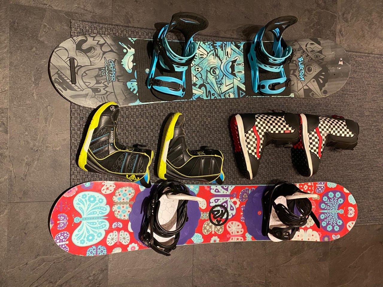 Burton snowboard chopper 120cm, chicklet 125cm, inkl bindning o ...
