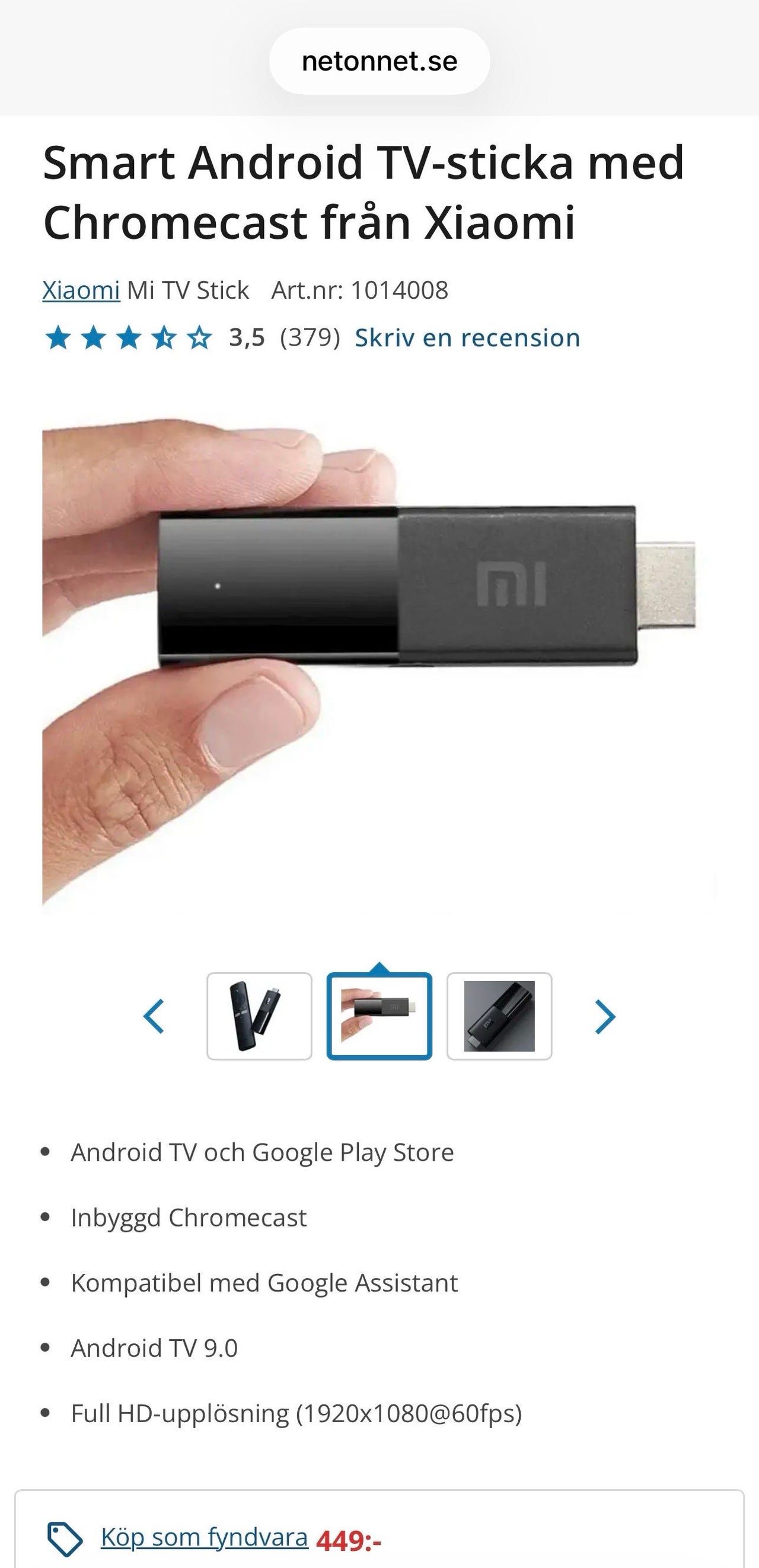 Xiaomi Mi TV Stick mediaspelare svart | Blocket