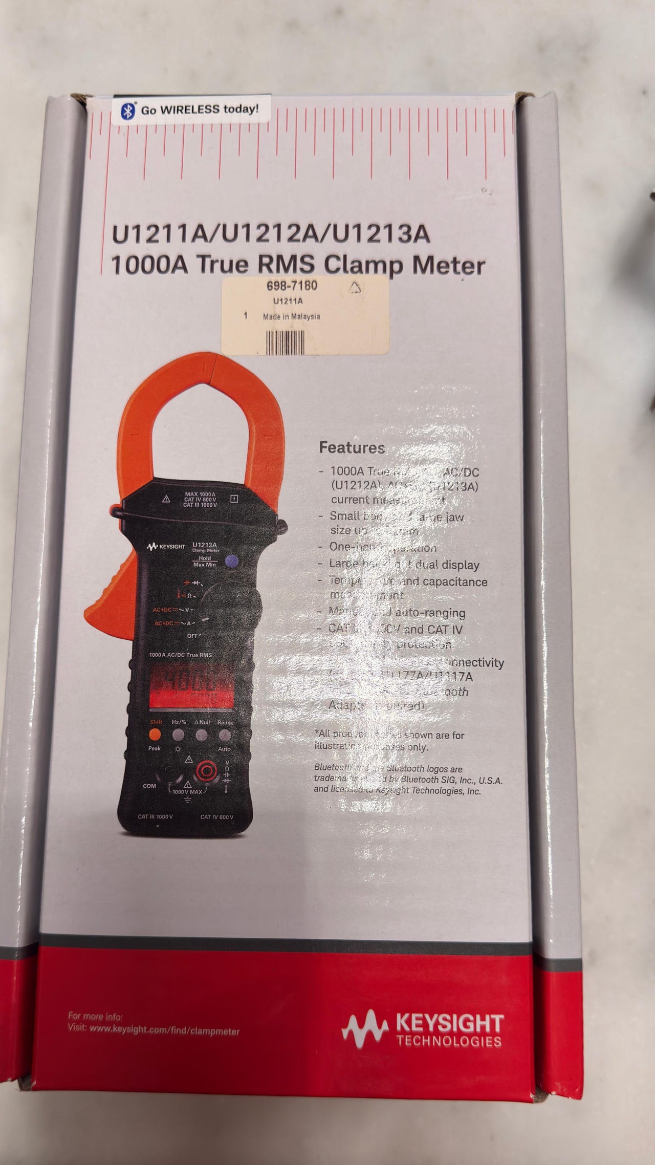 Keysight Technologies U1211A Clamp Meter Bluetooth, Max Current 1000A ...