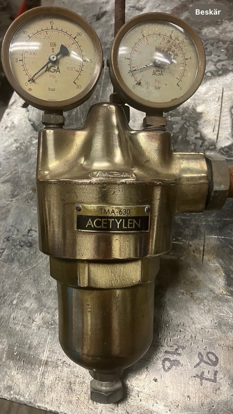 AGA TMA och TMO-630 gasregulatorer acetylén och oxygen | Blocket