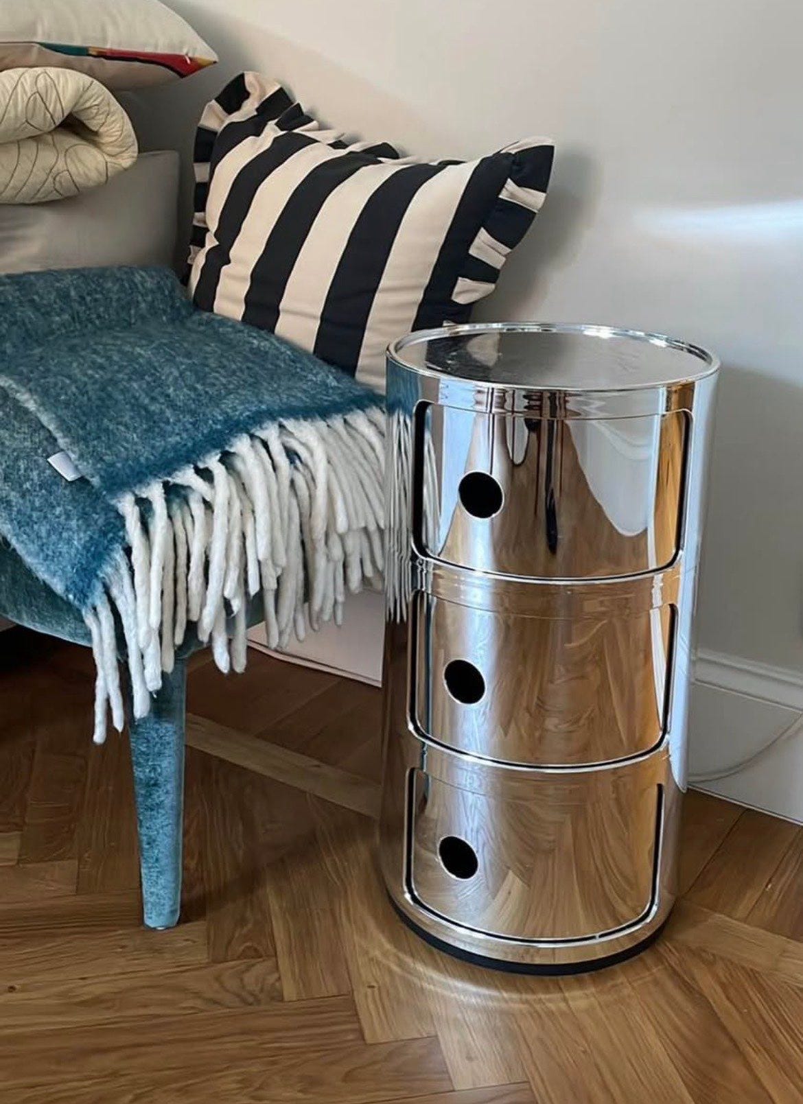 Kartell Componibili 3 lådor krom metallic sideboard/sängbord/piedestal ...