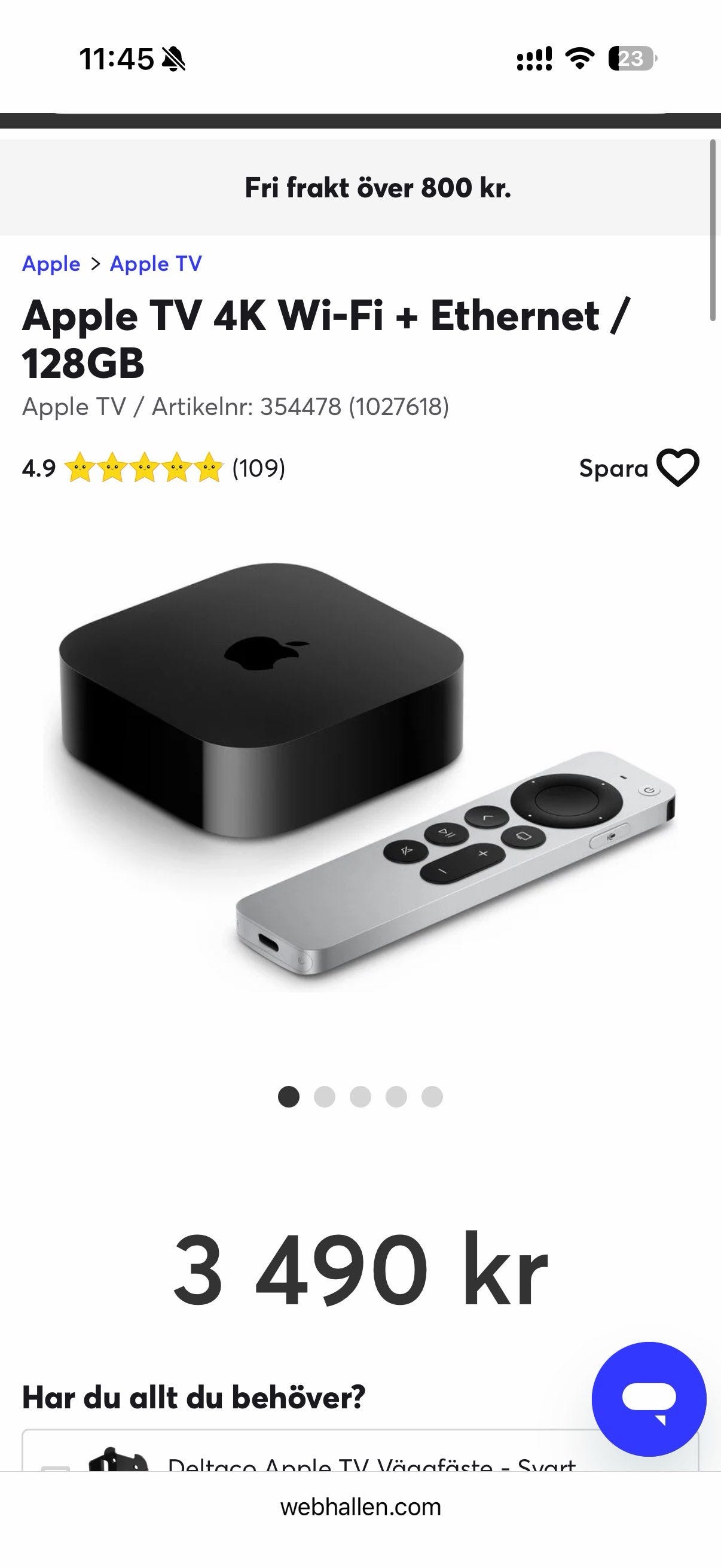 Apple TV 4K 3rd generation 128GB WiFi + Ethernet | Blocket