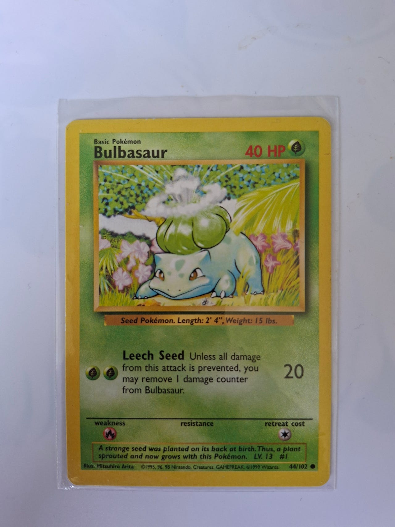 bulbasaur pokemon card value 44/102 - Non-Holo Shadowless you may remove 1 damage counter from Bulbasaur. rare bulbasaur card Bulbasaur! 44/102