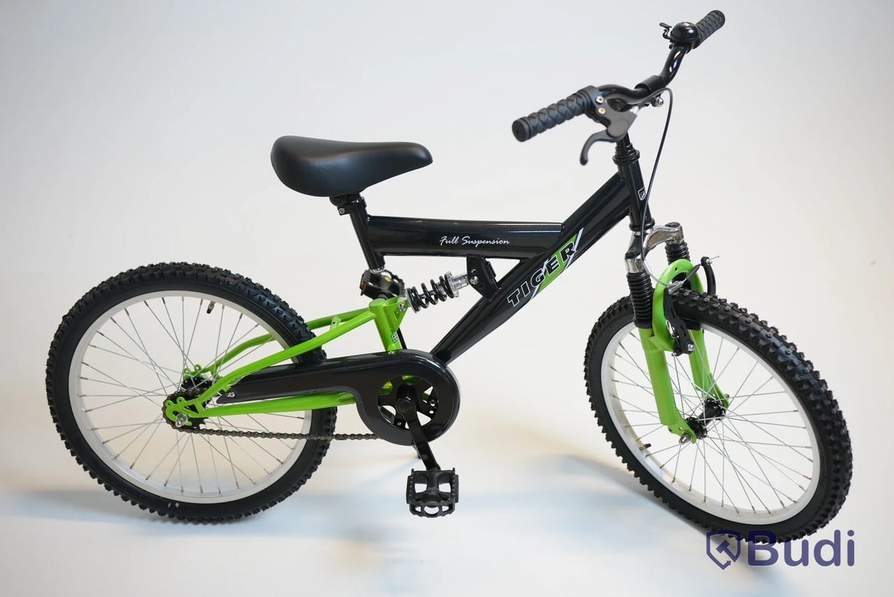 Cykel Tiger, MTB heldämpad, hjul 20 tum, ram 10 tum, svart/grön via ...