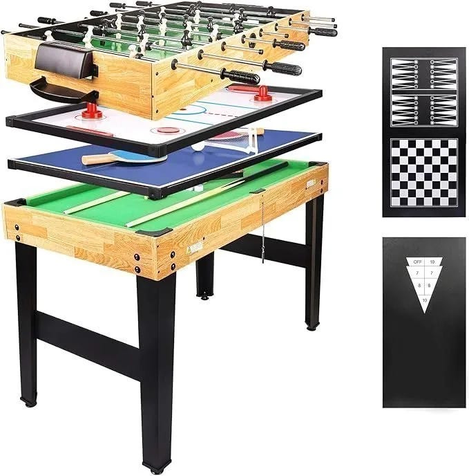 Game Table 10-in-1 Multifunction 120cm - Billiards Football Air Hockey ...