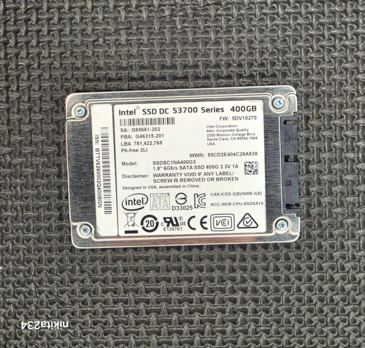 Intel SSD DC S3700 400GB 1.8