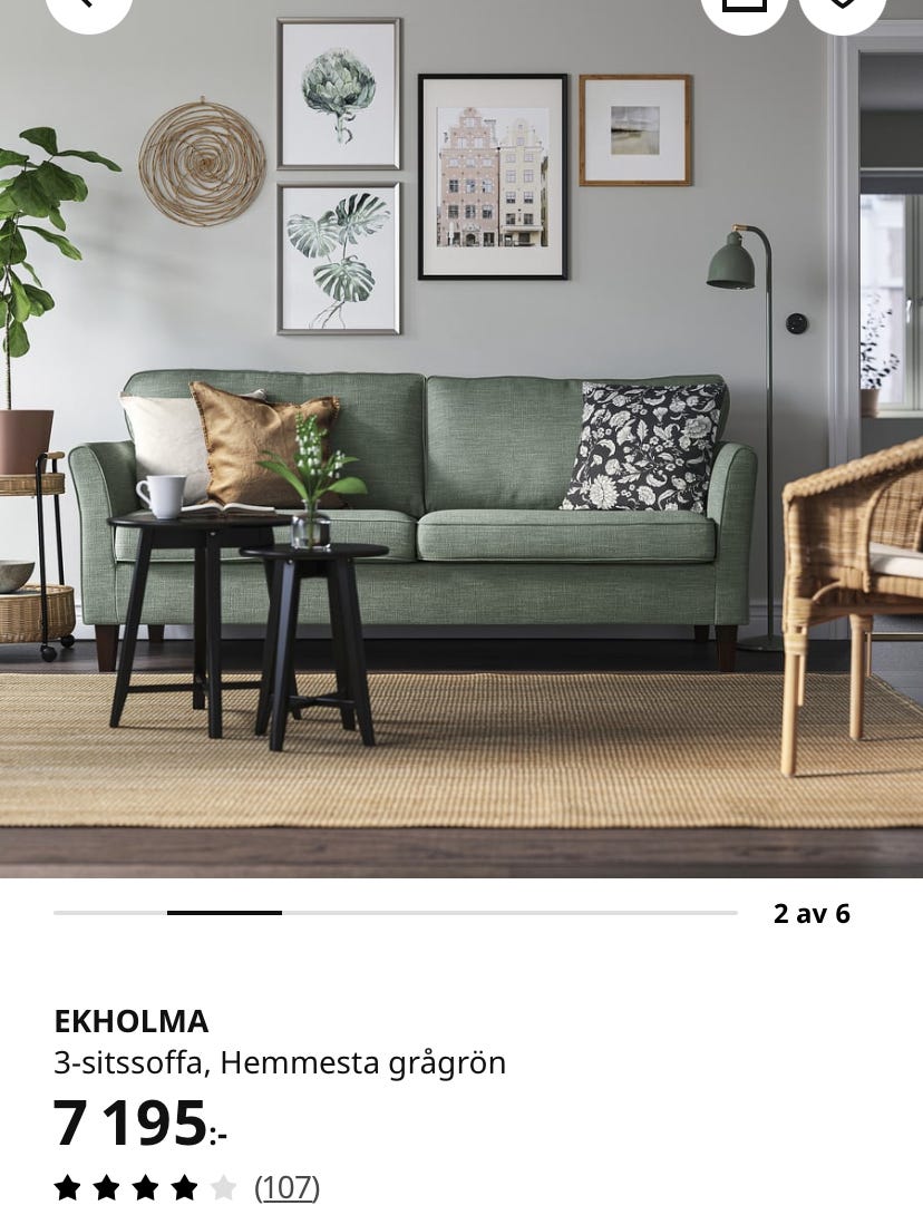 IKEA EKHOLMA 3-sitssoffa i nyskick | Blocket
