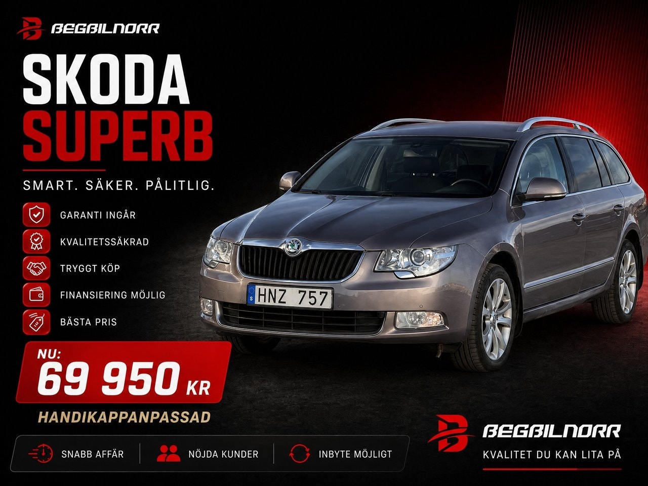 Begagnad Skoda Superb Kombi 2.0 TDI 2012 till salu i Luleå — 69 950 kr