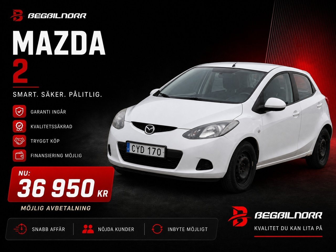 Begagnad Mazda 2 5-dörrar 1.3 MZR Manuell till salu Luleå
