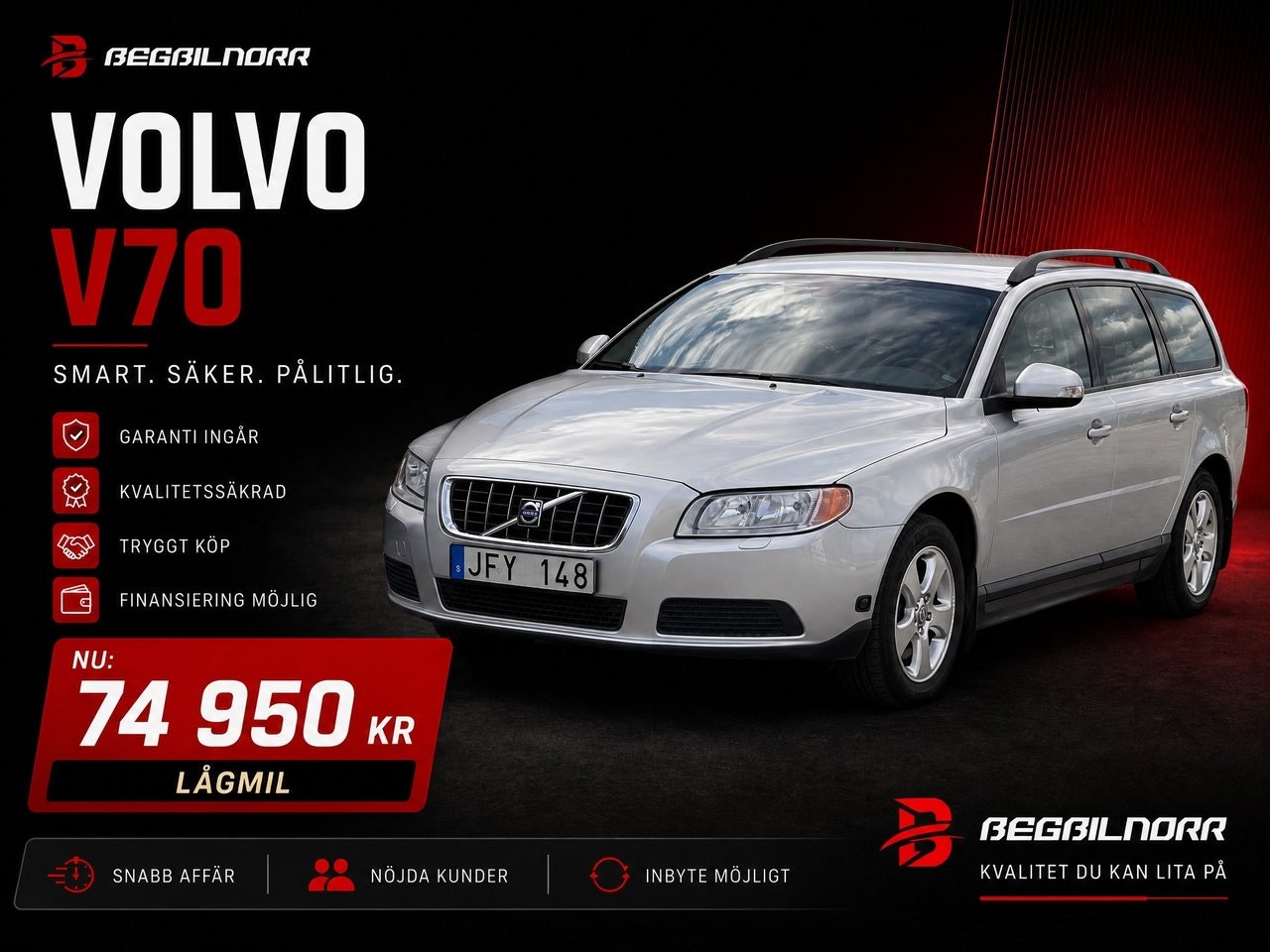 Begagnad Volvo V70 2008 till salu i Luleå — 74 950 kr