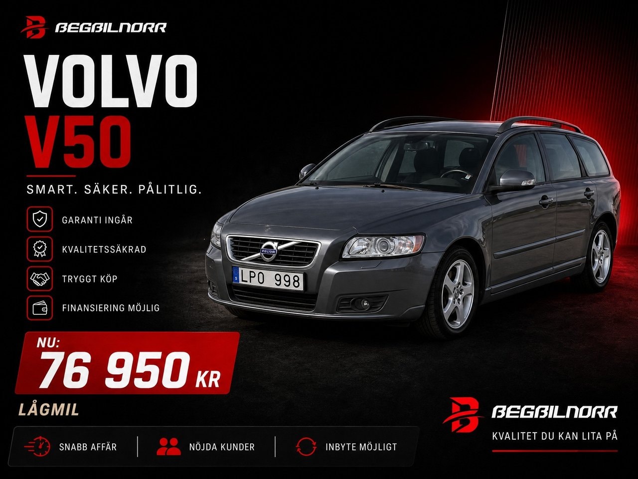 Begagnad Volvo V50 2011 till salu i Luleå — 76 950 kr