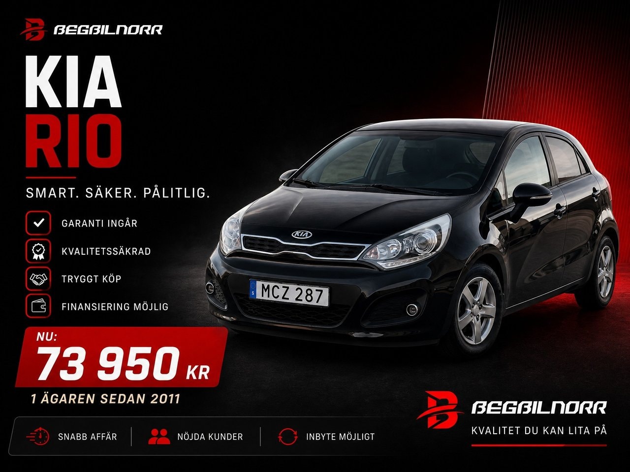 Begagnad Kia Rio 2012 till salu i Luleå — 73 950 kr