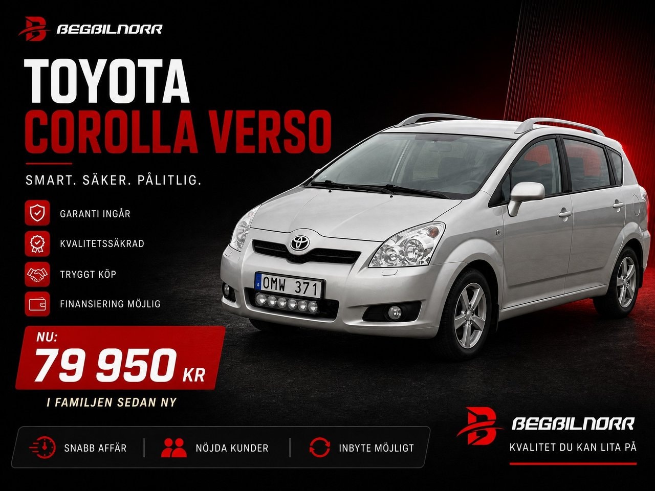 Begagnad Toyota Corolla Verso 2008 till salu i Luleå — 79 950 kr