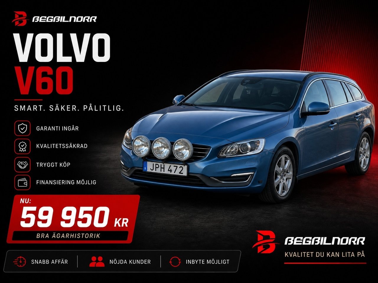 Begagnad Volvo V60 2015 till salu i Luleå — 59 950 kr