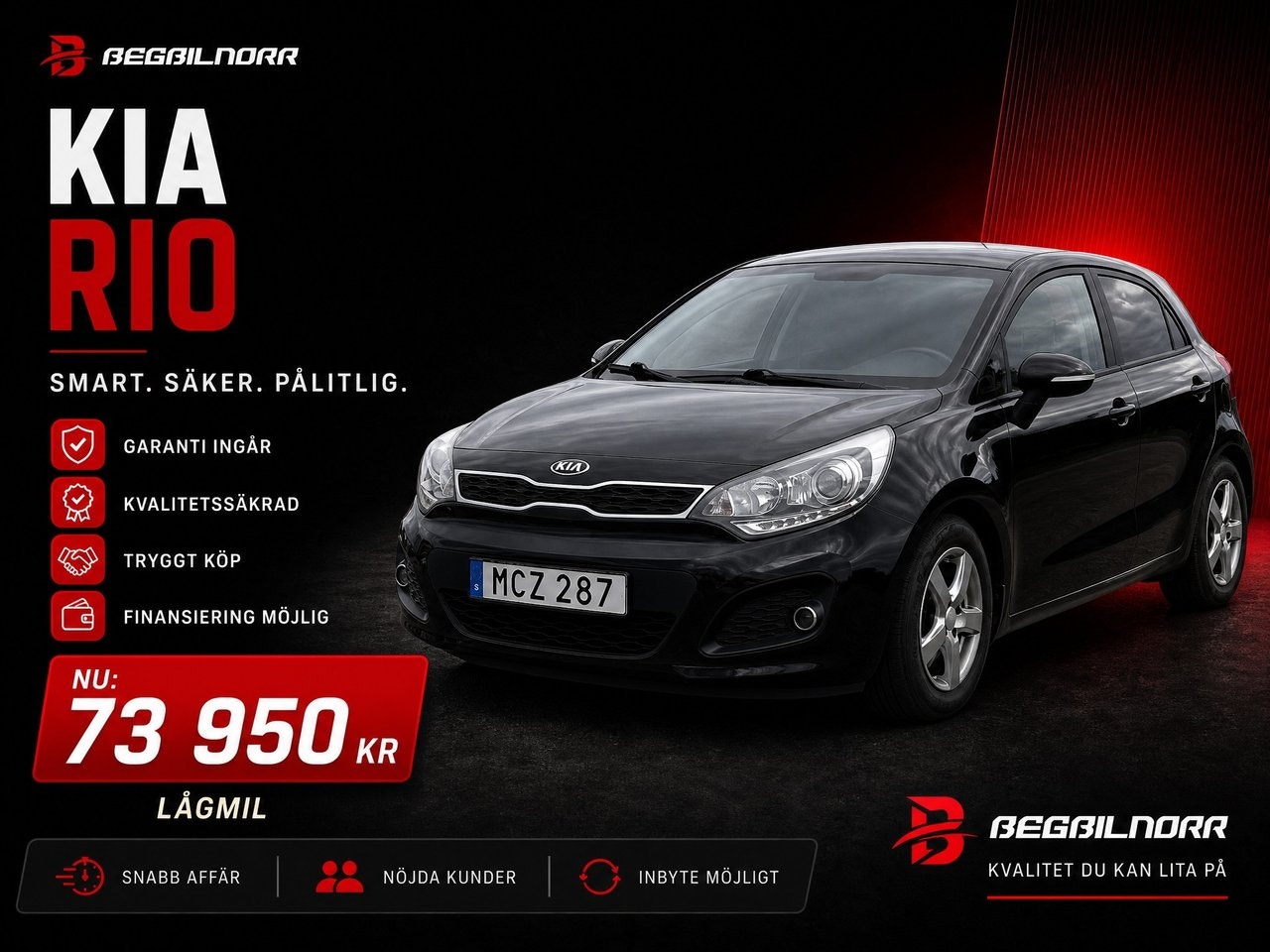 Begagnad Kia Rio 2012 till salu i Luleå — 73 950 kr