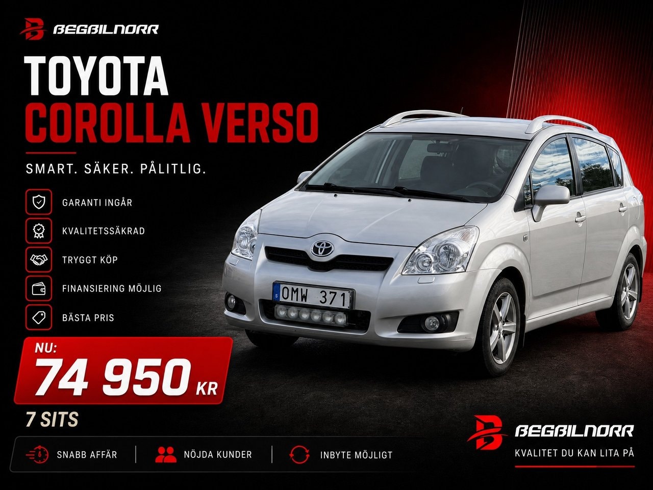 Begagnad Toyota Corolla Verso 2008 till salu i Luleå — 74 950 kr