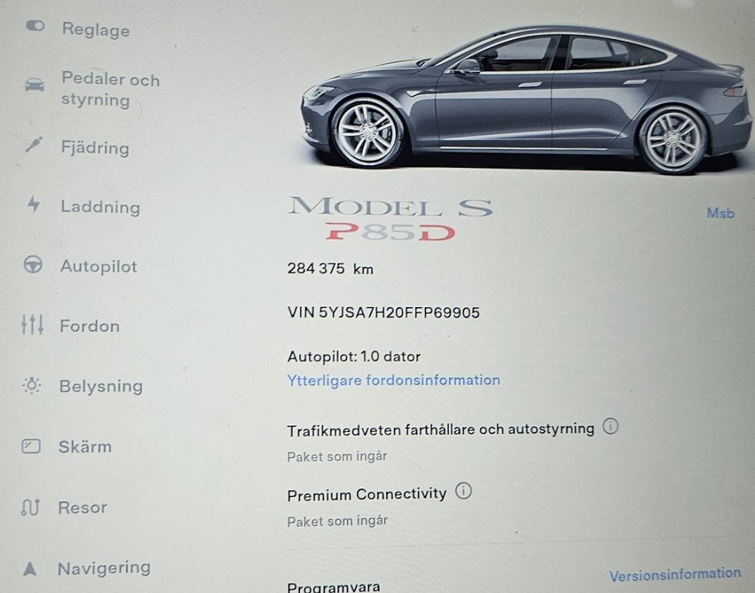 Tesla Model S P85D, 511hk, 2015