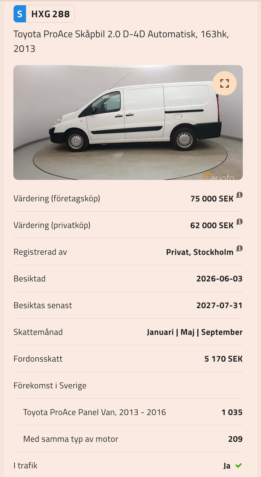 Toyota ProAce Panel Van 2.0 D-4D Automatic, 6-trins, 163ps, 2013