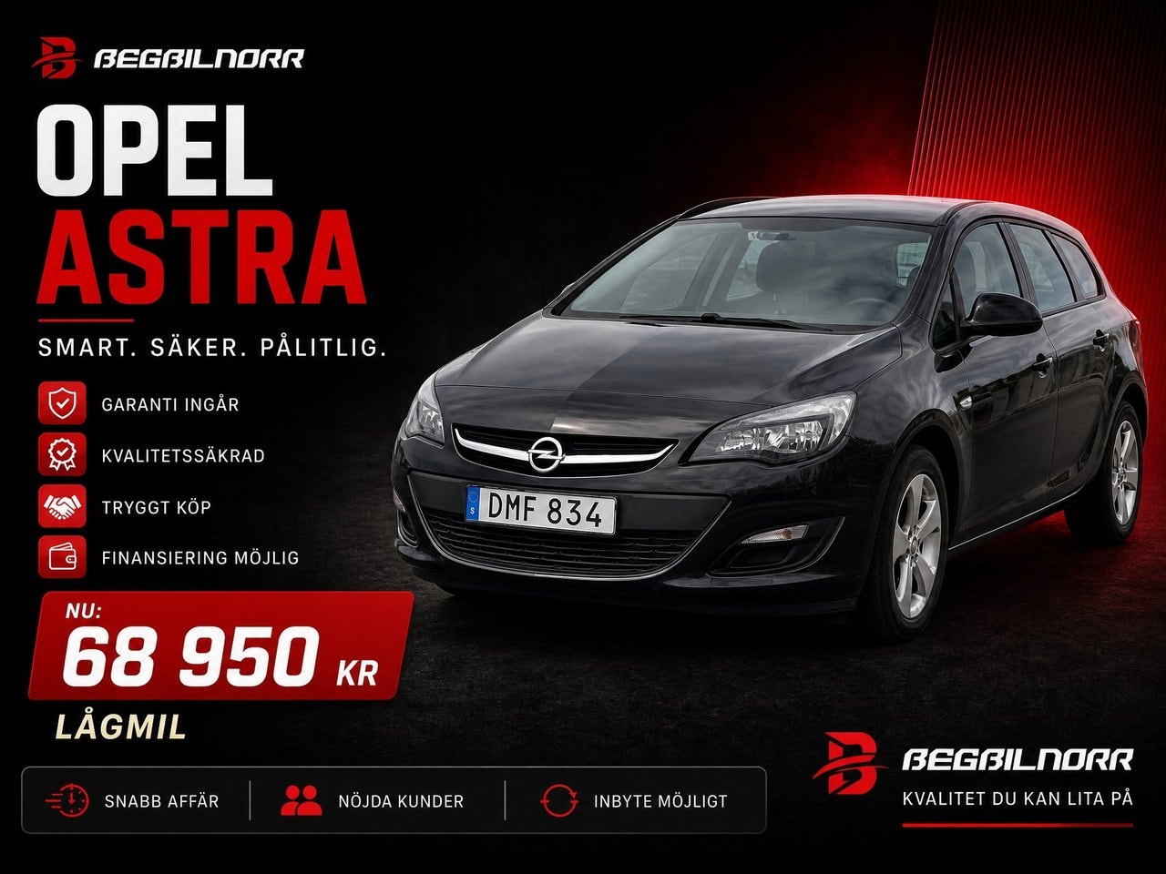 Begagnad Opel Astra 2016 till salu i Luleå — 68 950 kr