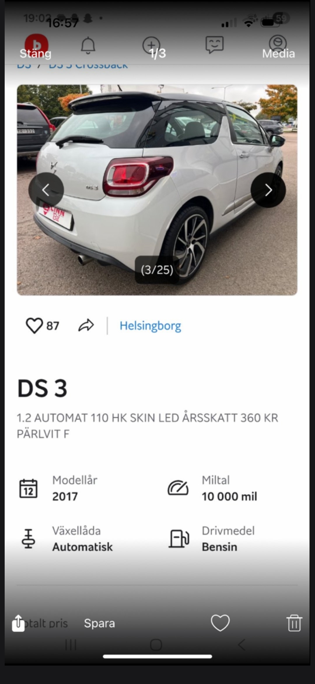 DS 3 1.2 PureTech VTi Automatisk, 110hk, 2016