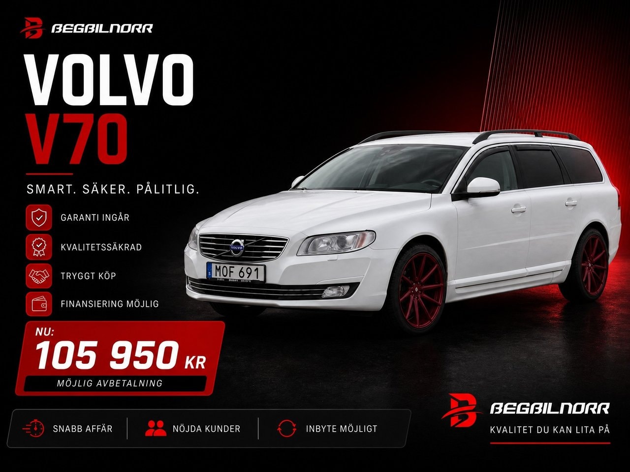 Begagnad Volvo V70 2015 till salu i Luleå — 105 950 kr