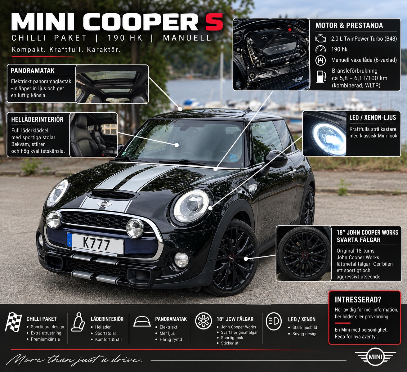 MINI Cooper S 3-door Manual, 6-trins, 192ps, 2017