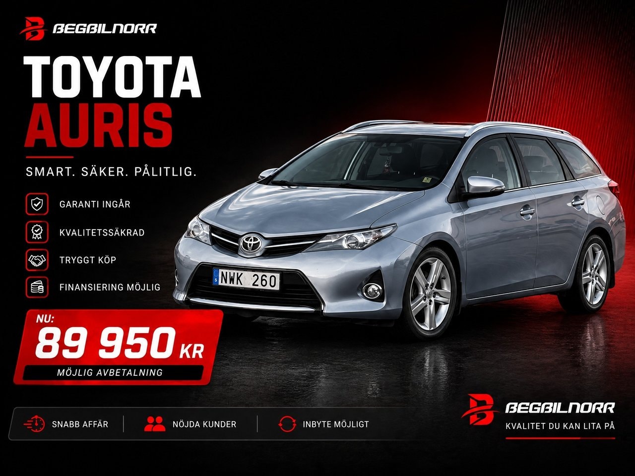 Begagnad Toyota Auris 2013 till salu i Luleå — 89 950 kr