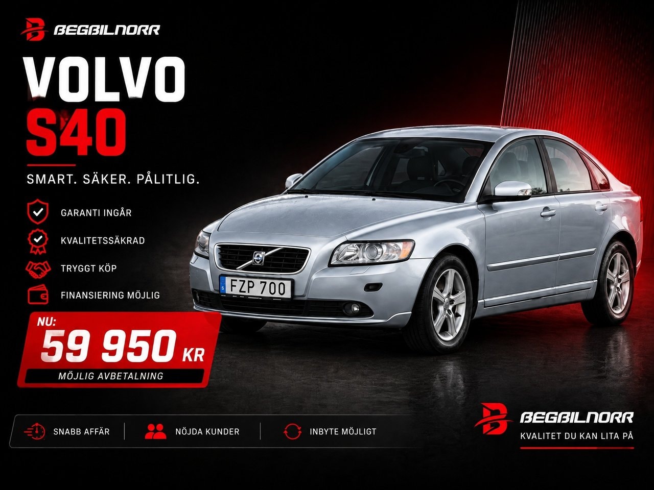 Begagnad Volvo S40 2009 till salu i Luleå — 59 950 kr