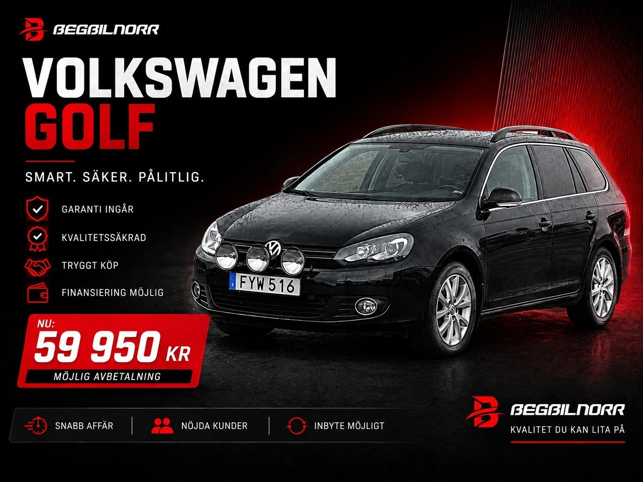 Begagnad Volkswagen Golf I 2010 till salu i Luleå — 59 950 kr
