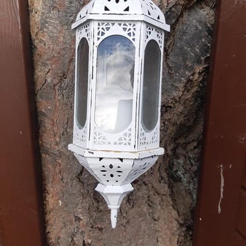 Eldstad/Bordslykta med glas och dekorsten för tre ljus | Blocket