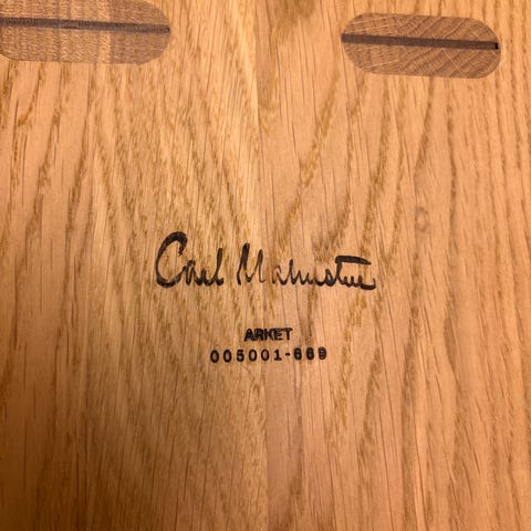 Carl Malmsten matstolar randigt tyg trä 6 st | Blocket