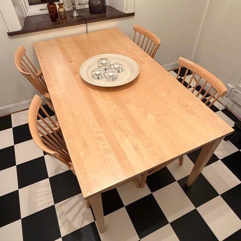 Carl Malmsten matgrupp bord och stolar ljusgrå och grön | Blocket