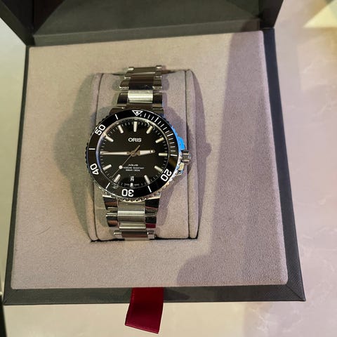 ORIS Aquis Data 73377304157RS - Orologio Svizzero Automatico - Quadrante Verde, Lunetta Ceramica, Cinturino Gomma - 43,5 Mm