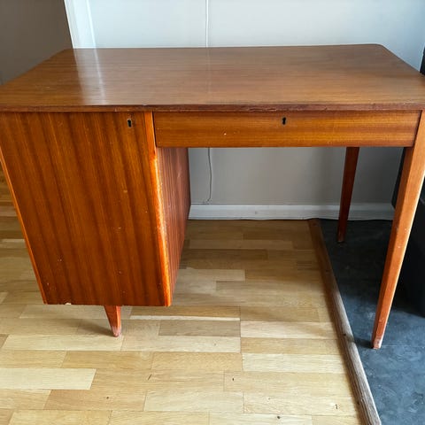Vintage vägghängt skrivbord sideboard telefonbord hallmöbel teak 1960 ...