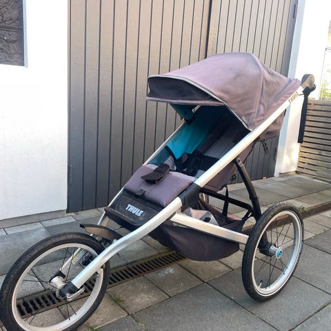 Thule Glide joggingvagn trehjuling brun/blå | Blocket