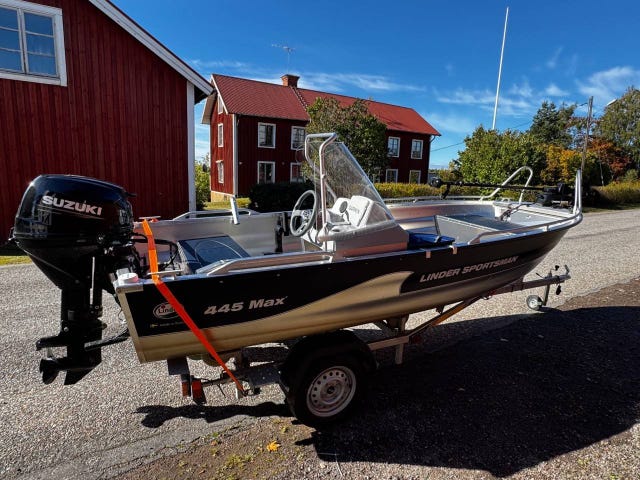 HÖSTFYND! Linder 445 MAX, 30hk Suzuki + 80-trailer -24