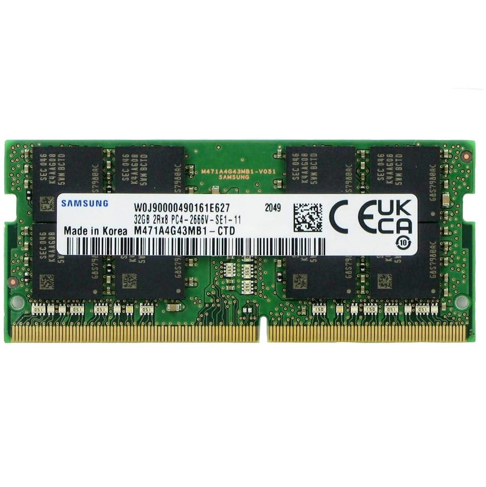 Samsung 32GB DDR4 SODIMM 2Rx8 PC4-2666V 2666MHz M471A4G43MB1-CTD