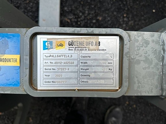 Götene Pallgaffelställ 4,0 ton, 1200 mm bredd, S60, 440kg 4 of 4