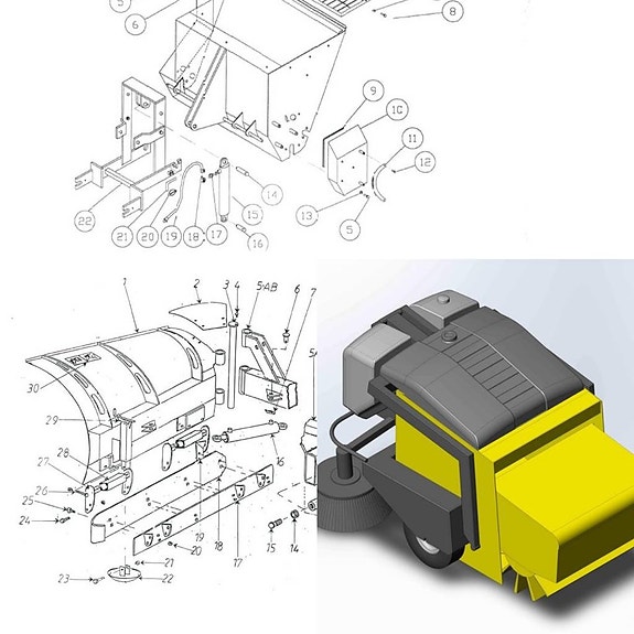 Reservdelar BEMAB Sopmaskiner "Geting", Snöplogar, Spridare