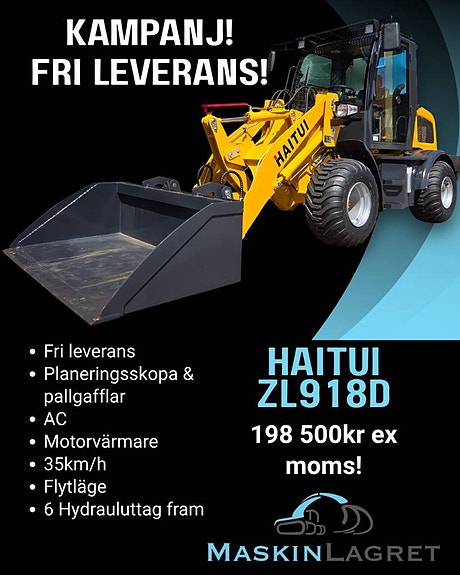 Hjullastare Haitui ZL918D ink skopa & gafflar. KAMPANJ!!