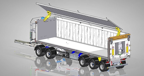Hakarps - 5 axl 45m3 aluvagn med öppningsbar sida med tipp