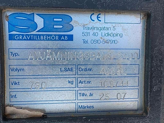 SB Grävtillbehör Avjämningsbalk 2400 5 of 5