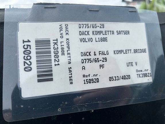 Bridgestone 775 /65 R29 Volvo L180 Wheels 5 of 5