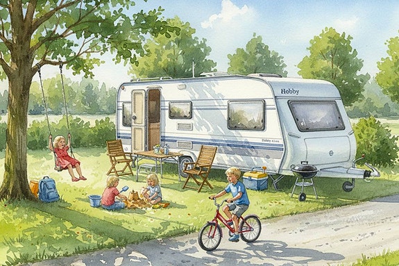 Hobby 560 KMFe De Luxe, Förtält -22, 1470 kg