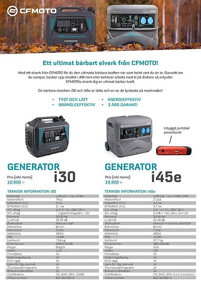 CFMOTO ELVERK STORSÄLJARE 3,0 & 4,5 kw. 3-års Garanti 7 of 8
